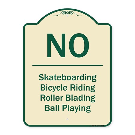Signmission Designer Series-No-Bicycle Riding Roller Blading Ball Playing, 24" x 18", TG-1824-9832 A-DES-TG-1824-9832